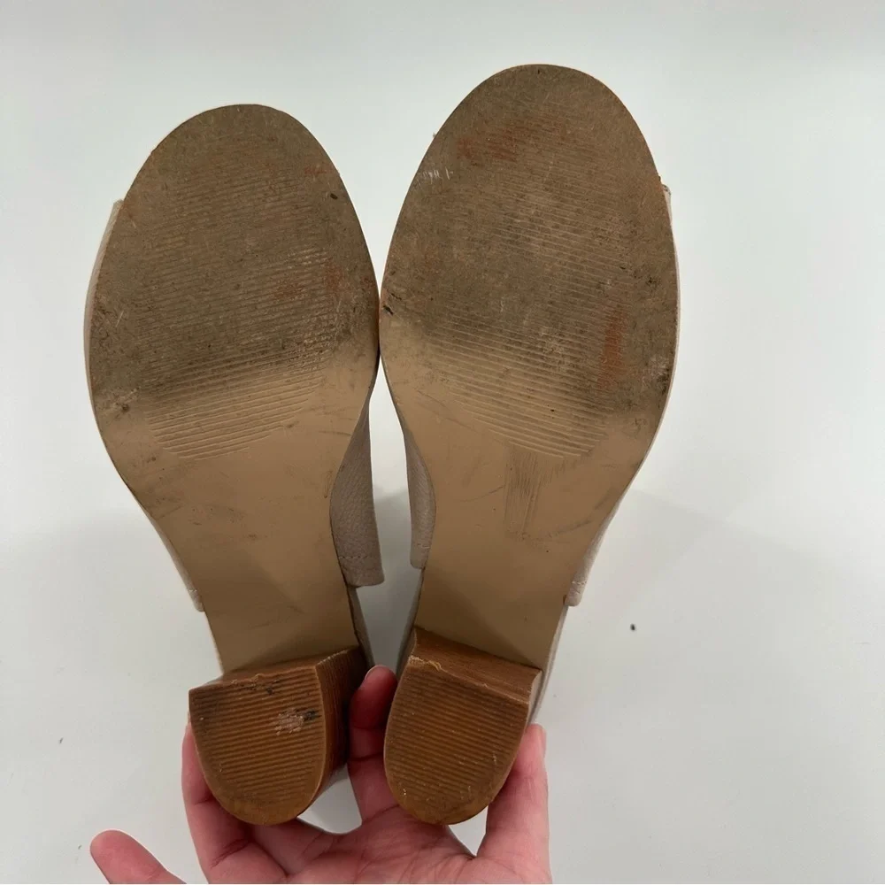 Sbicch womens ankle booties size 9 beige nubuck leather slip on mules